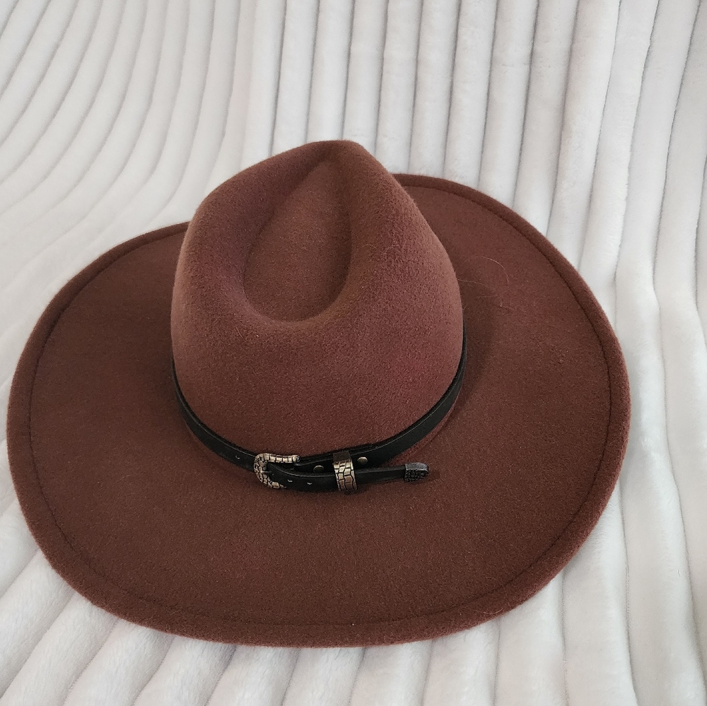 Brown Belt Decor Fedora Hat